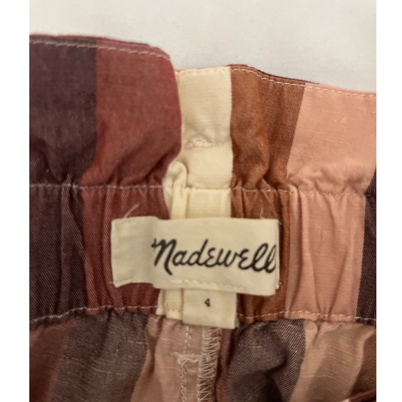Madewell Preppy Indie Paperbag Shorts Striped High Waist Casual with Belt Size 4 - Picture 4 of 5